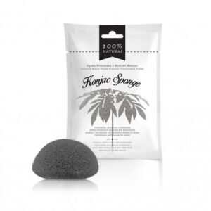 Esponja de rosto esfoliante de fibra de konjac preta