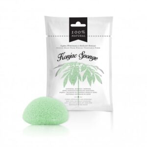 Esponja de rosto esfoliante de fibra de konjac verde