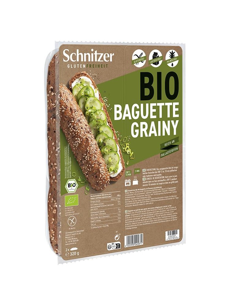 Baguete Grainy S/Glúten BIO SCHNITZER 2*160g