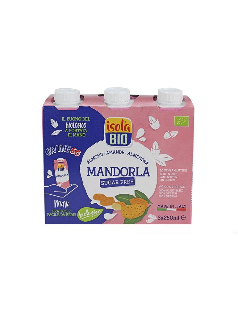 Bebida Amêndoa S/Acúcar e S/Glúten ISOLA BIO 3*250ml