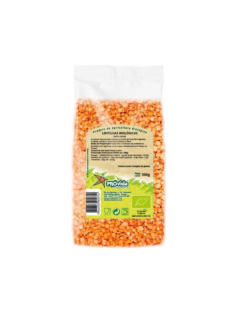 Lentilhas Sem Casca BIO 500g
