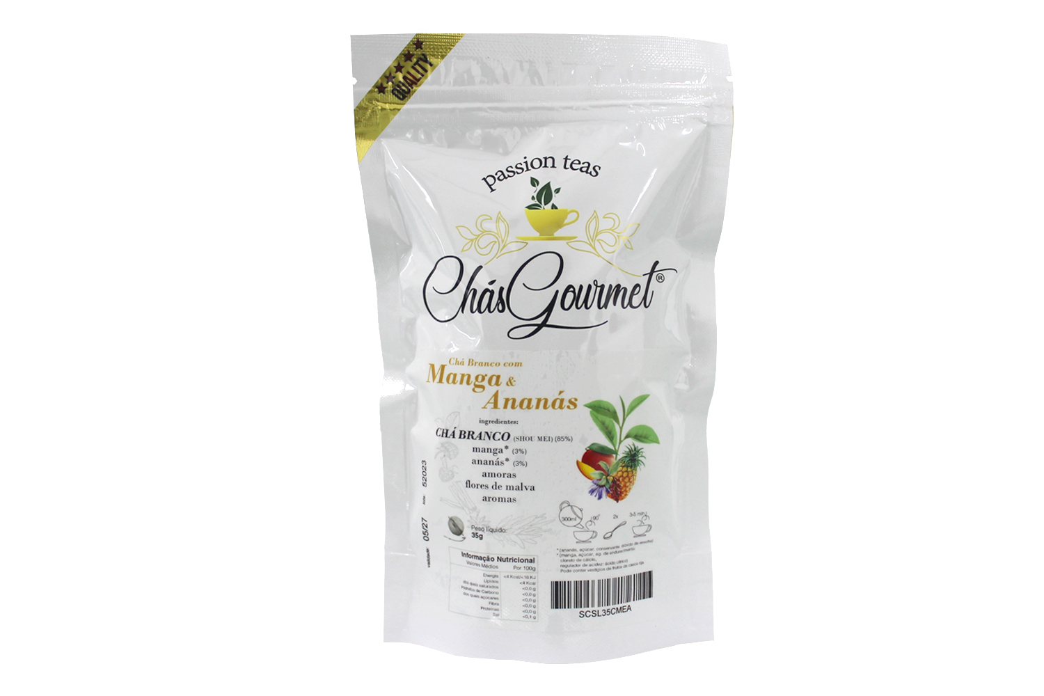 CHÁ BRANCO c/ MANGA & ANANÁS (solto) — 200 g