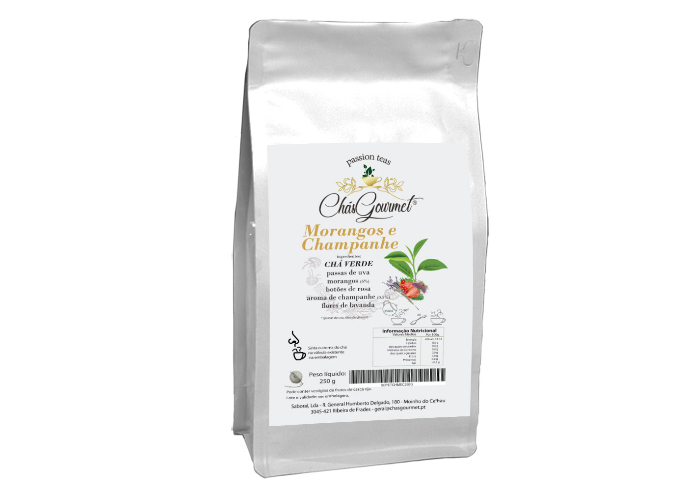 CHÁ VERDE c/ MORANGOS & CHAMPANHE (solto) — 250 g - Image 2