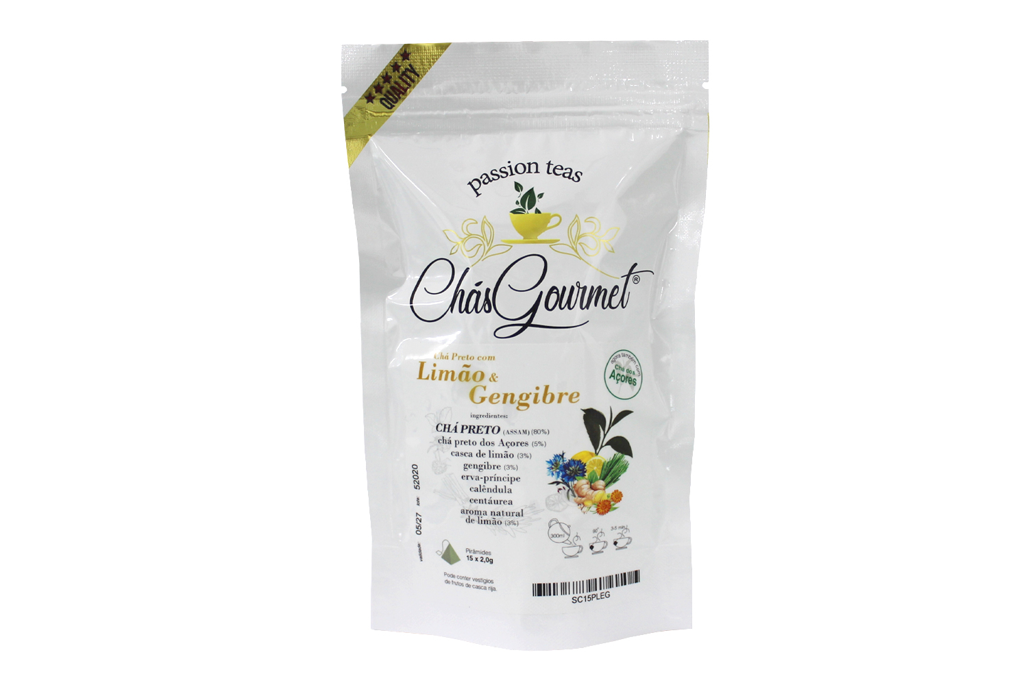Chá Preto “LIMÃO e GENGIBRE” (pirâmide) — 15 Piramides