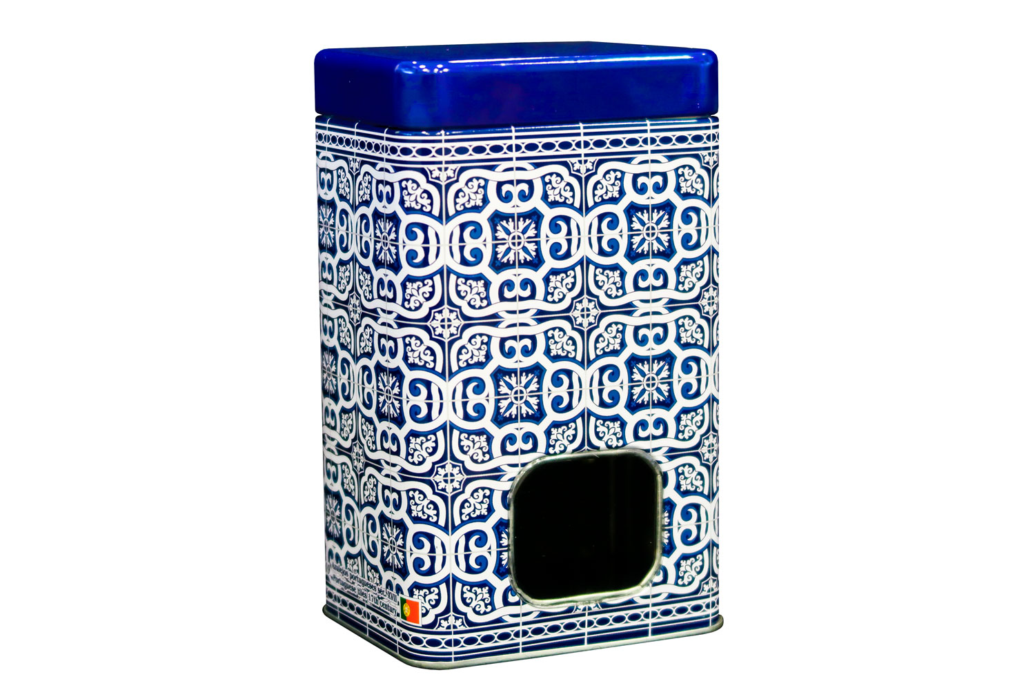 Lata Retangular – Padrão “Laçarias” Azul LT009 — Sabor de Portugal